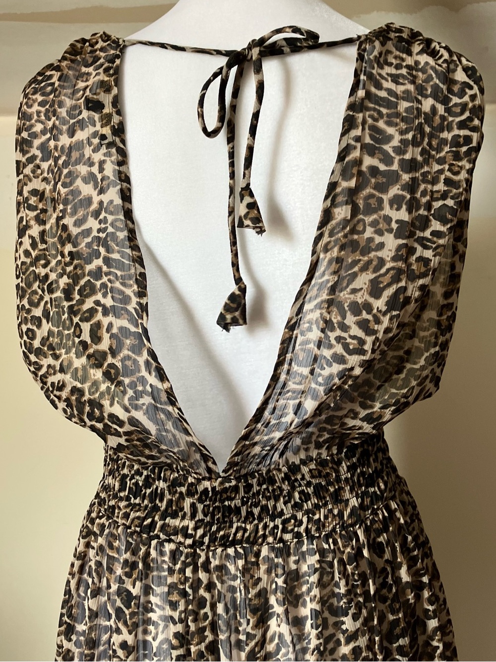 America & Beyond Leopard Print Maxi Cover Up Boho Beach Resort Dress size Medium - Picture 9 of 9